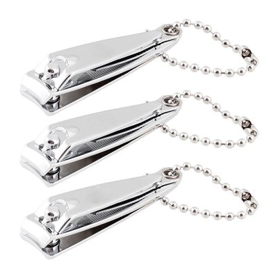 3pk 2'' Mini Finger Nail Clipper Manicure Trimmer Curved Edge + File & Key Chain