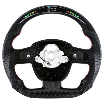 LOSCHEN Carbon Fiber LED Steering Wheel For Audi A5 S4 S5 A4 B7 2008 - 2010
