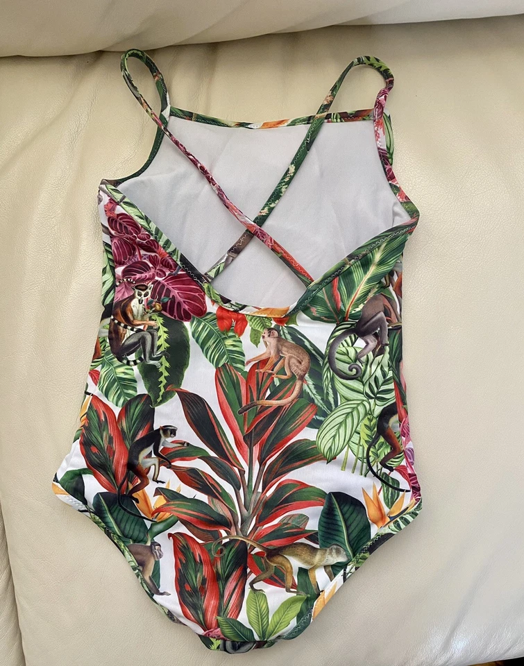 Купальник для девочек Oscar de la Renta Jungle Monkeys с оборками размер 6 для маленьких детей - Изображение 2 из 4