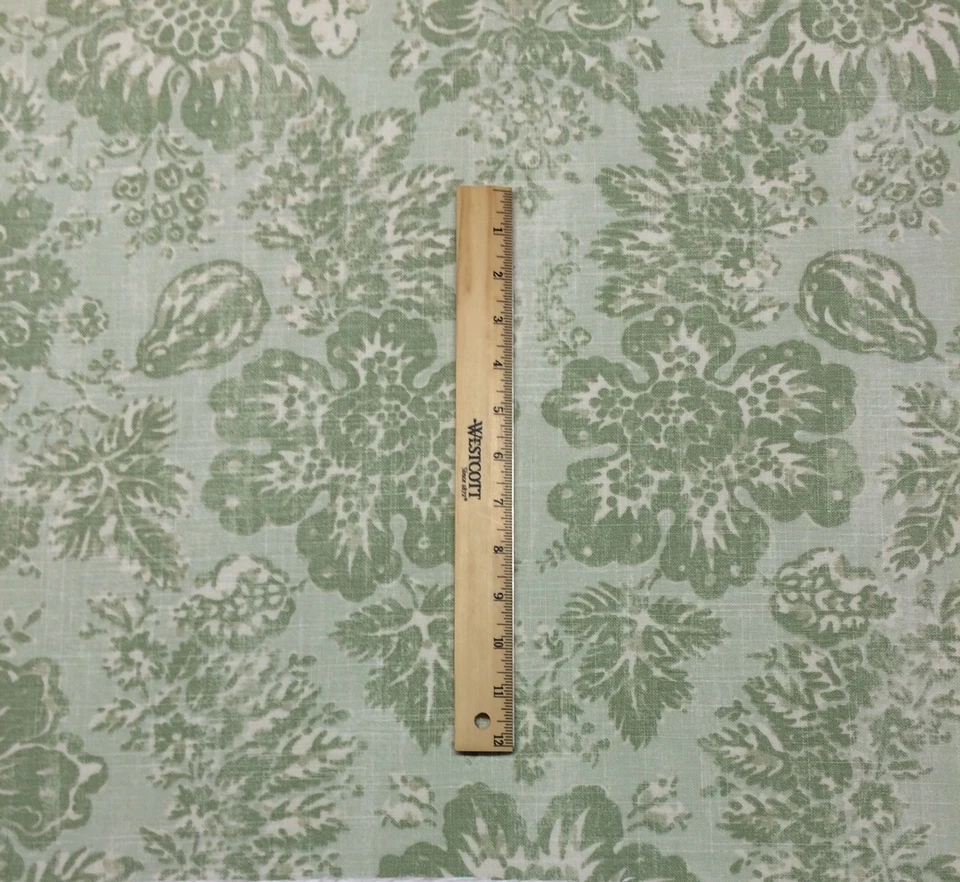 BRAEMORE KEEPSAKE JADE GREEN D4126 VINTAGE FLORAL LINEN FABRIC BY YARD 54"W - Image 3 of 4