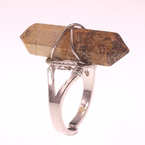 Natural Gemstones Hexagonal Pointed Reiki Chakra Beads Adjustable Ring Healing - Picture 41 of 63
