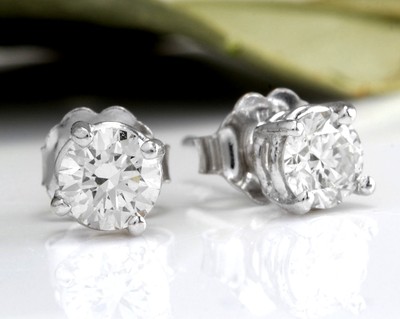 Ohrstecker 1,00 kt natürlicher VS2-SI1 Diamant 14 kt massiv Weißgold