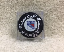 Autographed By Emile Cat Francis SIGNED New York Rangers PUCK With Case NHL