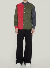  395 Kenzo Men's Green Cotton Color Block Long Sleeve Shirt Size 41/16