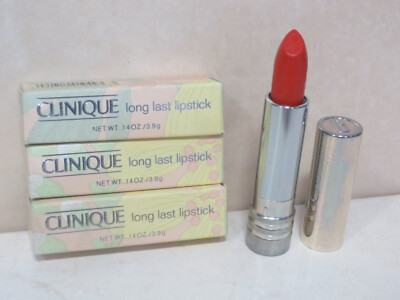 CLINIQUE LONG LAST LIPSTICK - SHADE 02 SAUCY - 0.14 OZ BOXED LOT OF 3