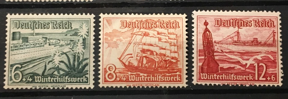  Germany 1937  3rd Reich  Mi 651-9 Sc B107-15 Ships MNH - Image 3 of 4