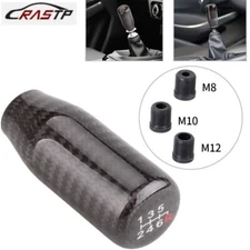 Real Black Carbon Fiber Manual Gear Shift Knob Shifter Lever 6 Speed Universal