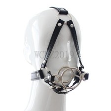 O-Rings PU Leather Straps Binding Head Harness Open Mouth Fixation Gag Dual