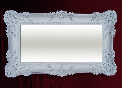 Wandspiegel Rechteckig Weiß Silber BAROCK WANDDEKOAntik Spiegel 96x57cm Replikat - Picture 3 of 9