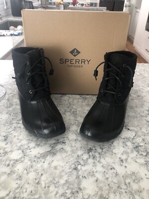 Men\'s Used Sperry Black Lace-Up Duck Boots 9.5 Sperry Men main image 3