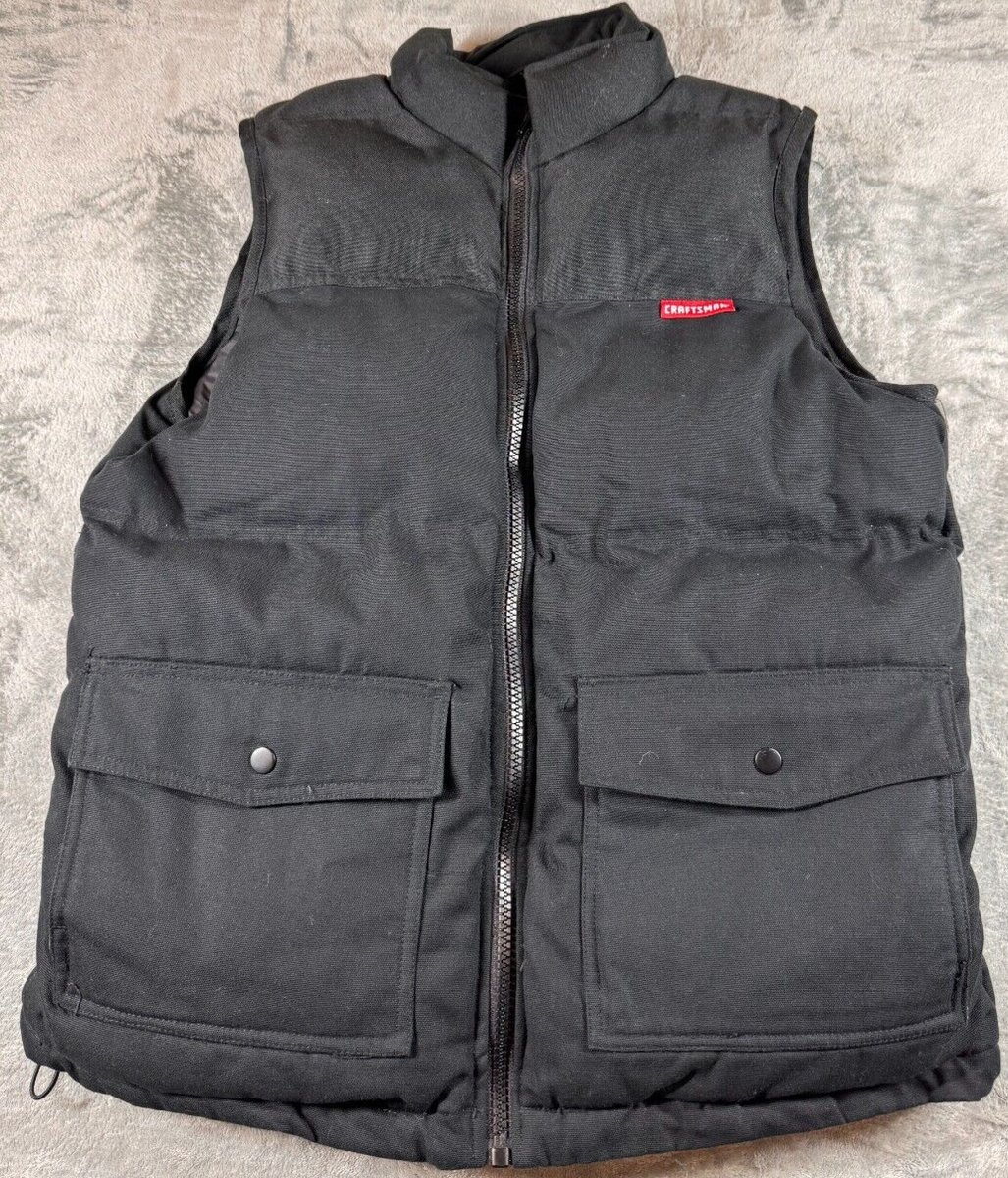 Craftsman Rugged Canvas Work Wear Vest Men's Sz L Black Pockets Insulated