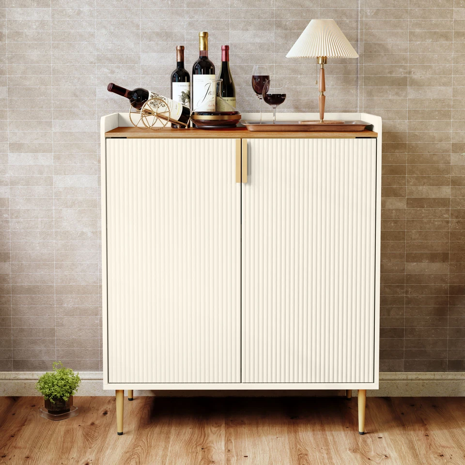 Mueble de bar de vinos Cocina Buffet Aparador Gabinete con 9 botellas Estante de vino Blanco Foto 3 de 4