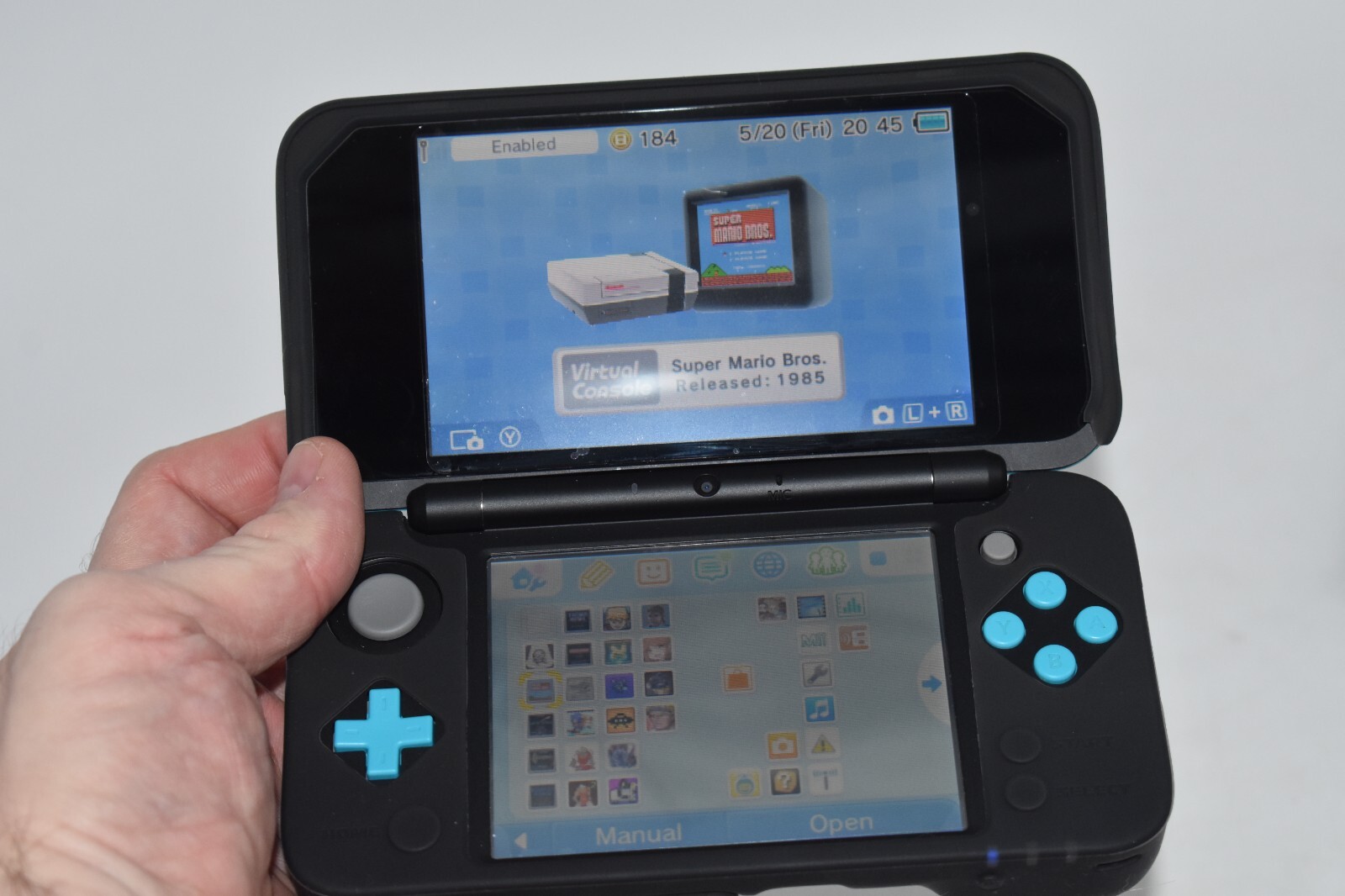 Nintendo New 2DS XL Black / Turquoise System 3ds W/CASE AND SCREEN