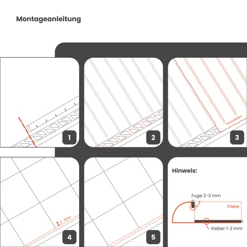 Fliesenschiene Alu (eloxiert) Eckprofil Quadratprofil Höhe 10mm, 5x 2,5m Chrom - Bild 8 von 9