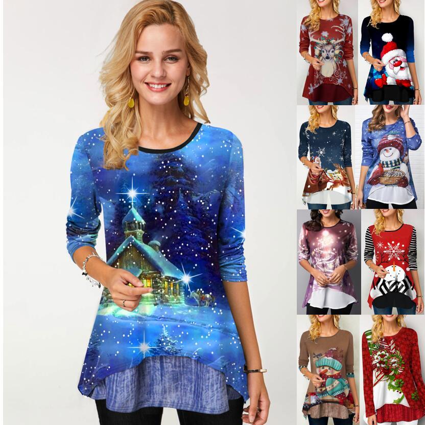 Xmas Gift Pullover Tee Ladies Christmas Party UK Blouse Long | eBay