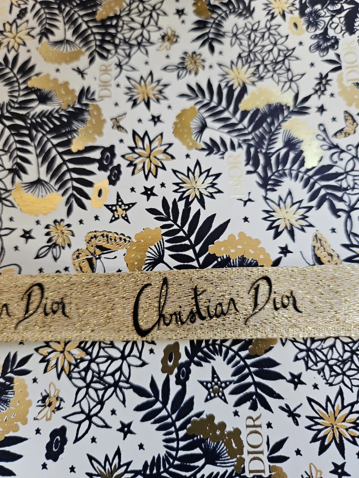 Gold & Black Ribbon DIOR –Ribbon Gold w/ Black Lettering SOLD BY 3 YARDS - Image 2 of 4