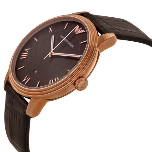 Orologio Armani Exchange solo tempo cinturino in pelle marrone e cassa in  acciaio nero (SKU: 1662242)