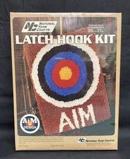 Vintage Latch Hook Kit National Yarn Crafts Design R108 Aim Design 20”x27”