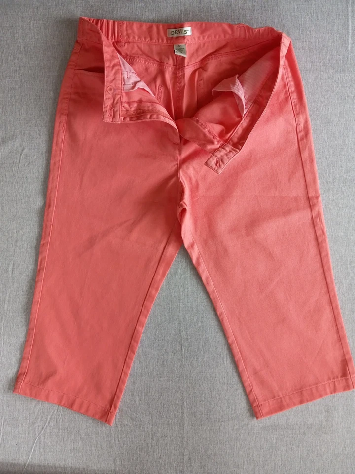 Pantalones de mezclilla capri de algodón puro para mamá al aire libre cintura elástica Orvis 12 para mujer Foto 3 de 4