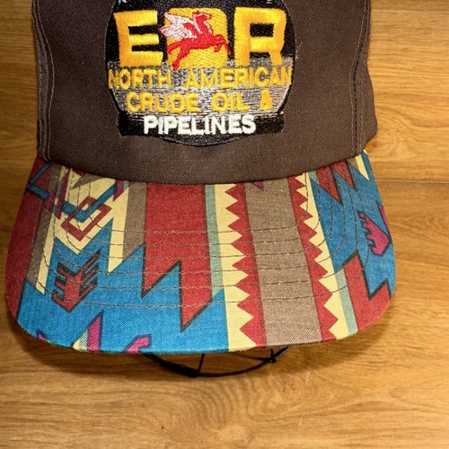 Mobil Oil & Gas EOR Pegasus Snapback Trucker Hat YoungAn Brown Southwest Design - Picture 6 of 8