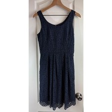 J Crew Women's Swirling Lace Dress Navy Blue Sleeveless Fit & Flare Size 2
