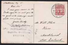 SWEDEN 1911 postcard Lapland family ex Stockholm to New Zealand............B9073