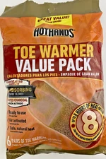 HotHands Toe Foot Feet Warmer Value Pack 6 Pairs New in Pkg 8 Hours Heat No Odor