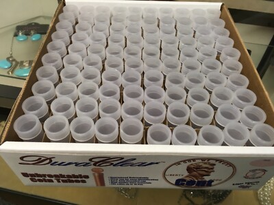 #ad 100 New Round Duraclear Coin Tubes for Pennies Cents in Original Box $27.77