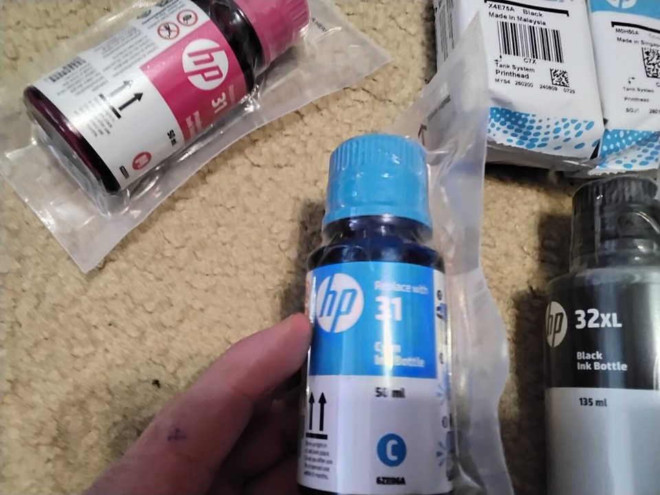 Genuine HP 32XL Black & 31 Tri-Color Ink Bottles – For HP Smart Tank Plus Printers