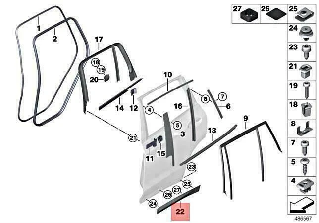 OEM BMW X3 X4 M G01 G02 X3 18D TX11 MOULDING DOOR REAR RIGHT 