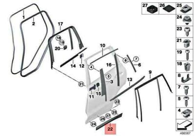 OEM BMW X3 X4 M G01 G02 X3 18D TX11 MOULDING DOOR REAR RIGHT  