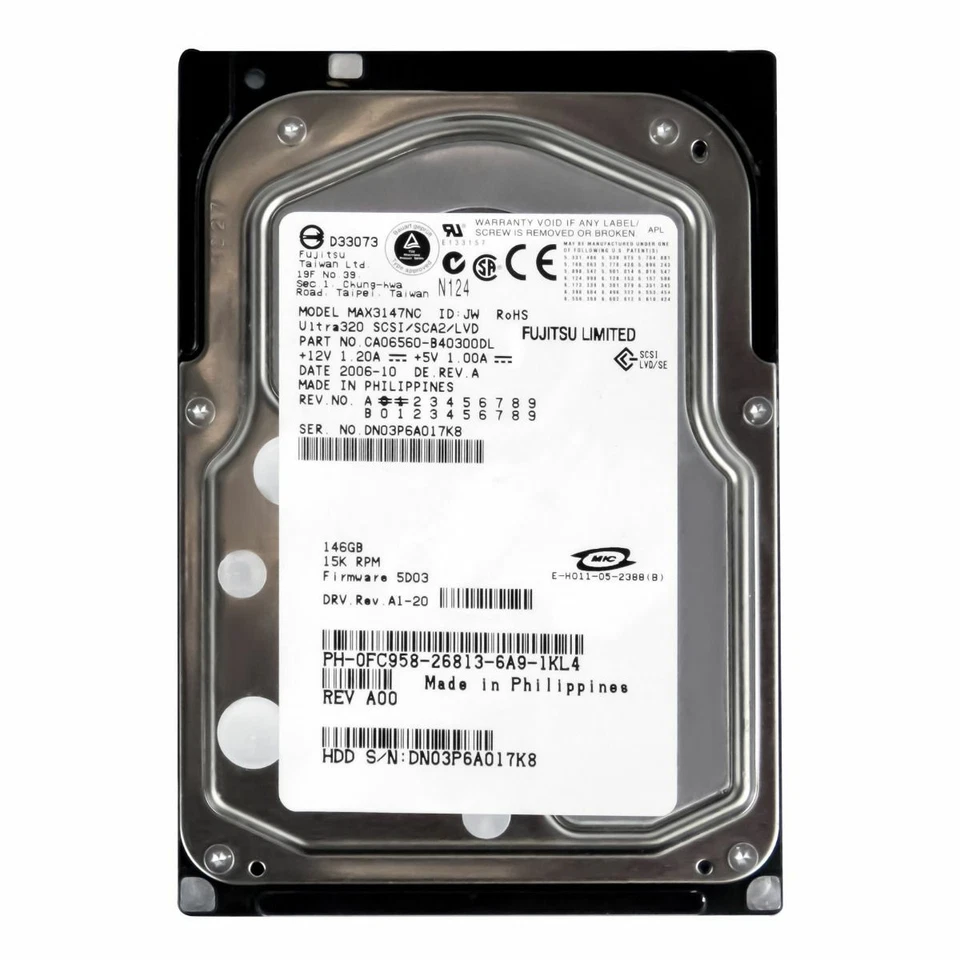 Hard Dell 0FC958 FC958 146GB 15000U/Min SCSI U320 8MB MAX3147NC 3.5'' Inch - Image 3 of 3