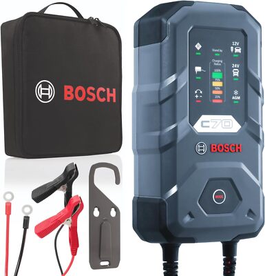 Bosch C70 Batterieladegerät, 10 Ampere,Ladegerät für 12 V / 24 V Blei-Säure-