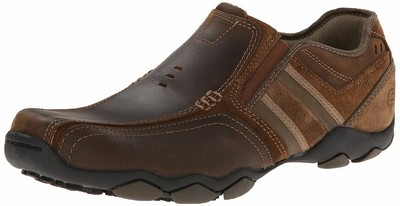 skechers mens leather slip ons