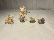 Vintage Set of 4 Resin Pig Figurines