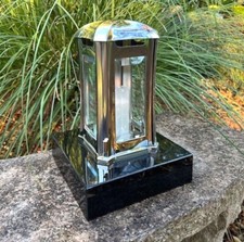 Edelstahl Grablaterne  Grablampe Grableuchte Grablicht Sockel Granit Silber NEU