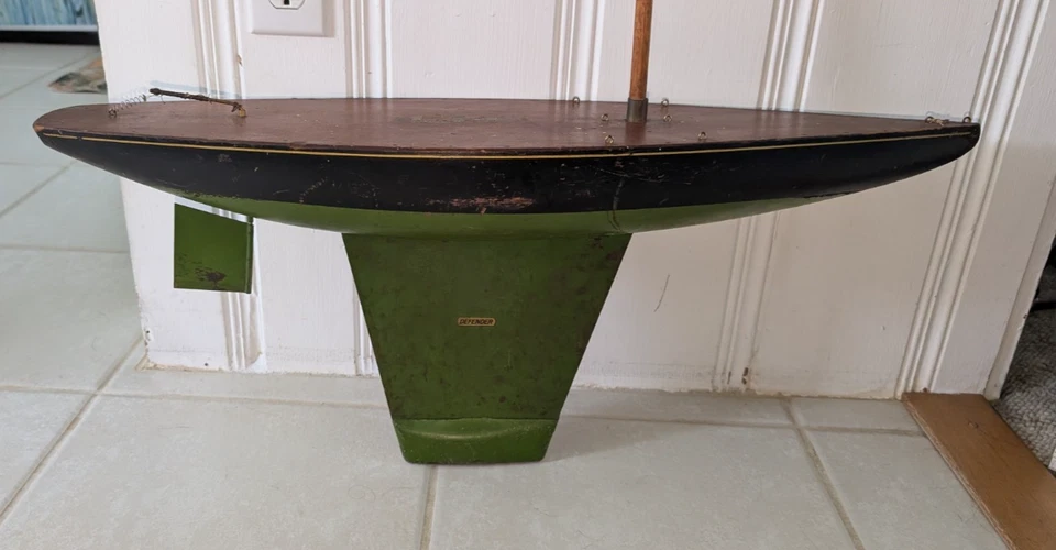 Pond Boat Antique Sail Boat Ship Model Seaworthy Defender - Image 4 of 4