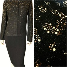Excellent St John Skirt  Jacket Suit  Set w Rhinestones  Sparkle sz 12