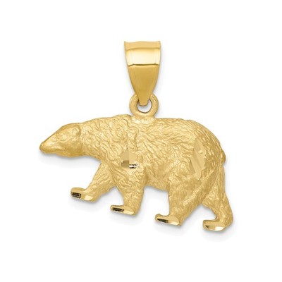 14k Gelbgold Eisbär Anhänger 3D Wildtiere Charm Natur Arktis Tier Schmuck
