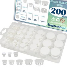 White Plastic Hole Plugs 200pcs Assorted Sizes Nylon Screw Covers Decoration Cap