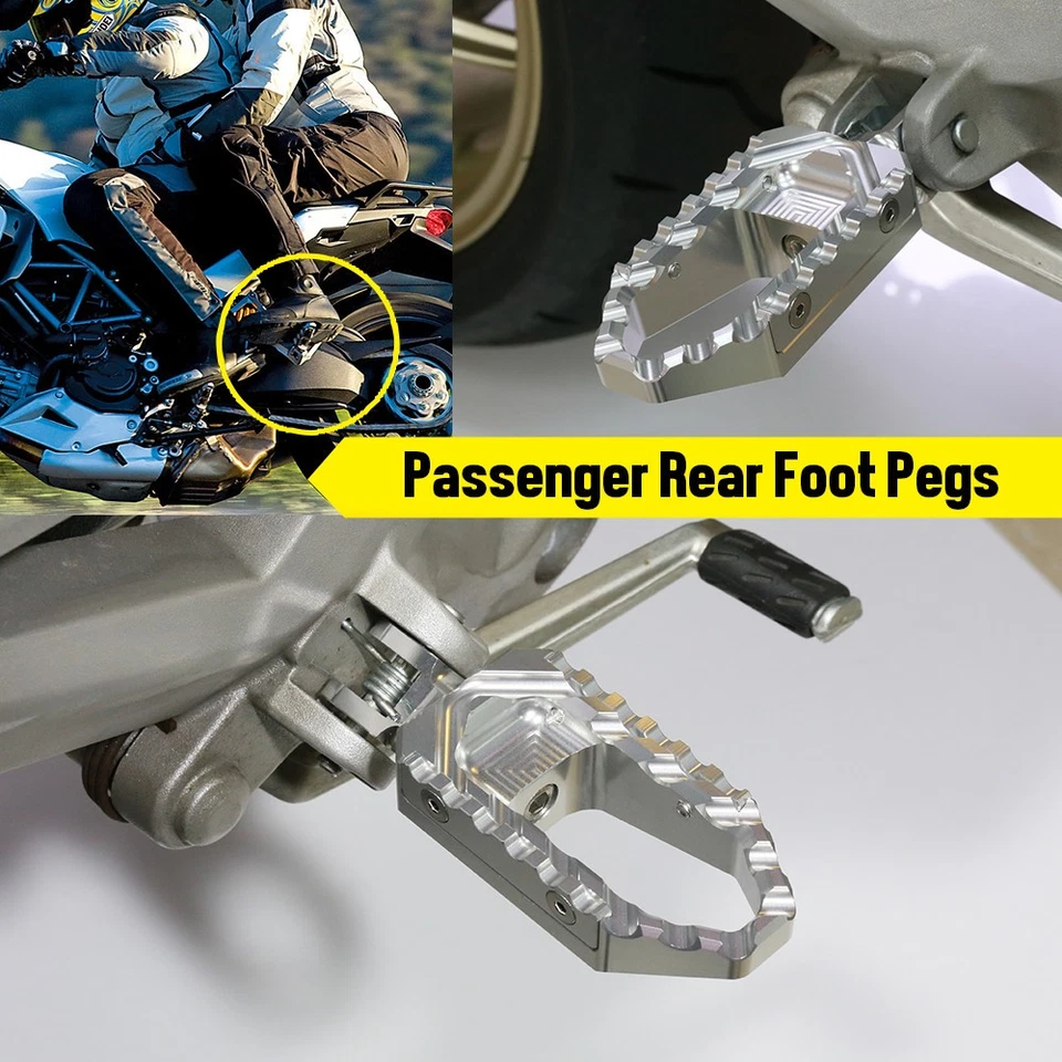 TRC Passenger Rear Silver Wide Foot Pegs For Ducati Monster 1200 2014-2020 Foto 3 de 4