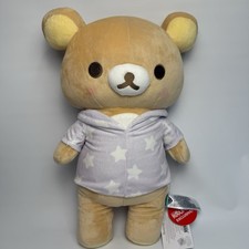 New W Tag San-X Rilakkuma White Pajama Party 16  Blushing Standing Plush Round1