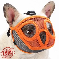 BARKLESS Short Snout Dog Muzzle, Breathable Mesh, French Bulldog Pug XXS