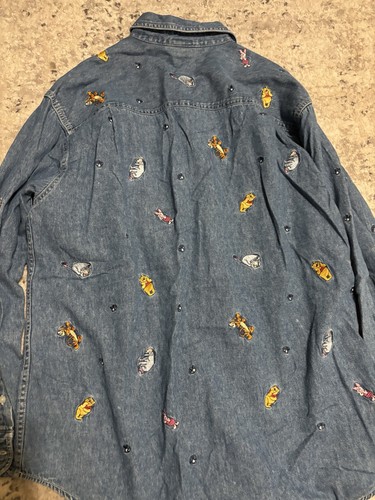 Vintage 1990’s The Disney Store Winnie The Pooh And Friends Denim Shirt Sz L - Picture 6 of 6