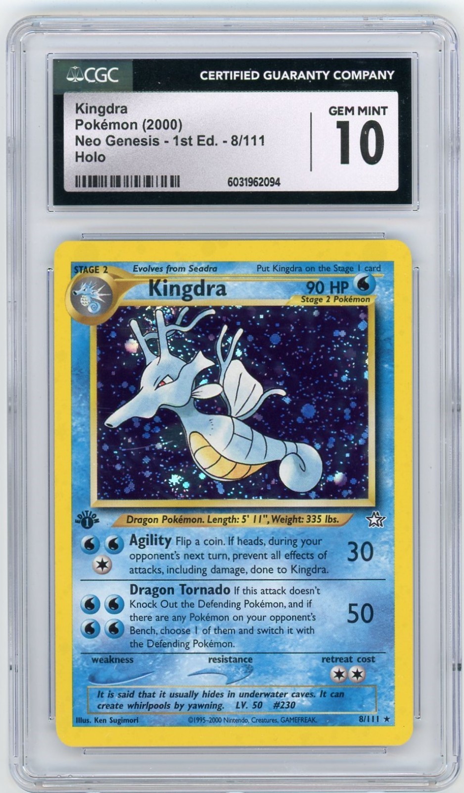 1999 POKEMON NEO GENESIS 1ST EDITION #8 KINGDRA HOLO CGC 10 GEM MINT