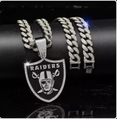 Las Vegas Raiders Silver CZ Chain Jewelry Bling Hip Hop Pendant