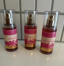 Bath And Body Works Strawberry Pound Cake Mist Lot Of 3 Travel Size 2.5 oz