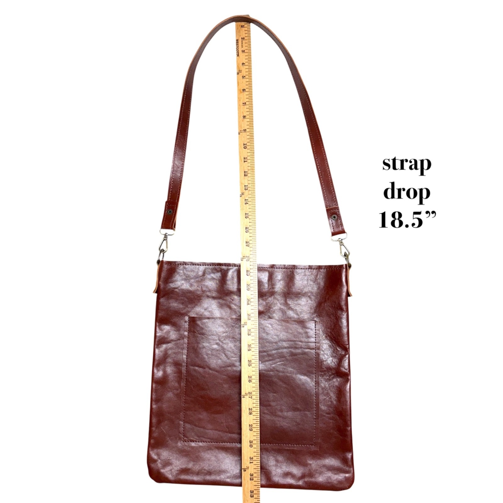 bag handmade leather large rectangle crossbody un… - image 3