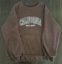 SHEIN Women s Brown Crewneck Pullover Sweatshirt Long Sleeve