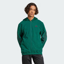 Image of ADIDAS Future Icons 3 Stripes Polar Fleece Full-zip Hoodie Green Size S NEW